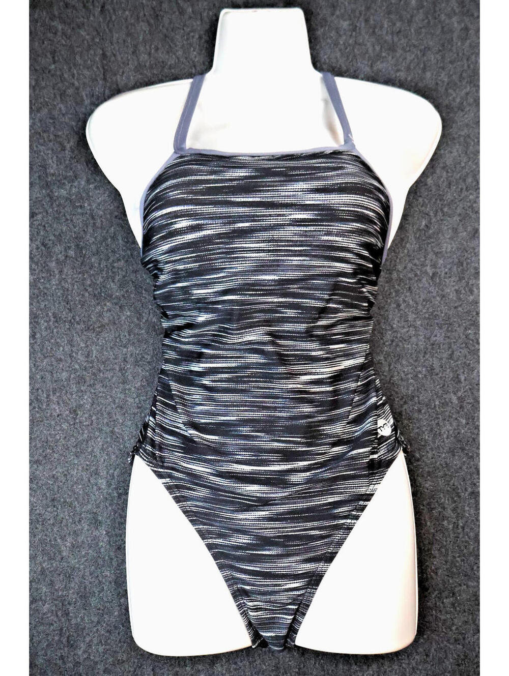 TYR One Piece Swimsuit Women Size 8 Black Gray Athletic Training Racerback NWT